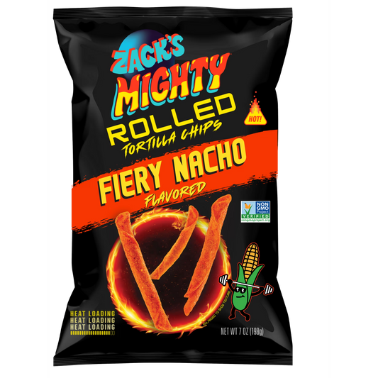 Zack's Mighty Fiery Nacho Rolled Tortilla Chips, 7 oz