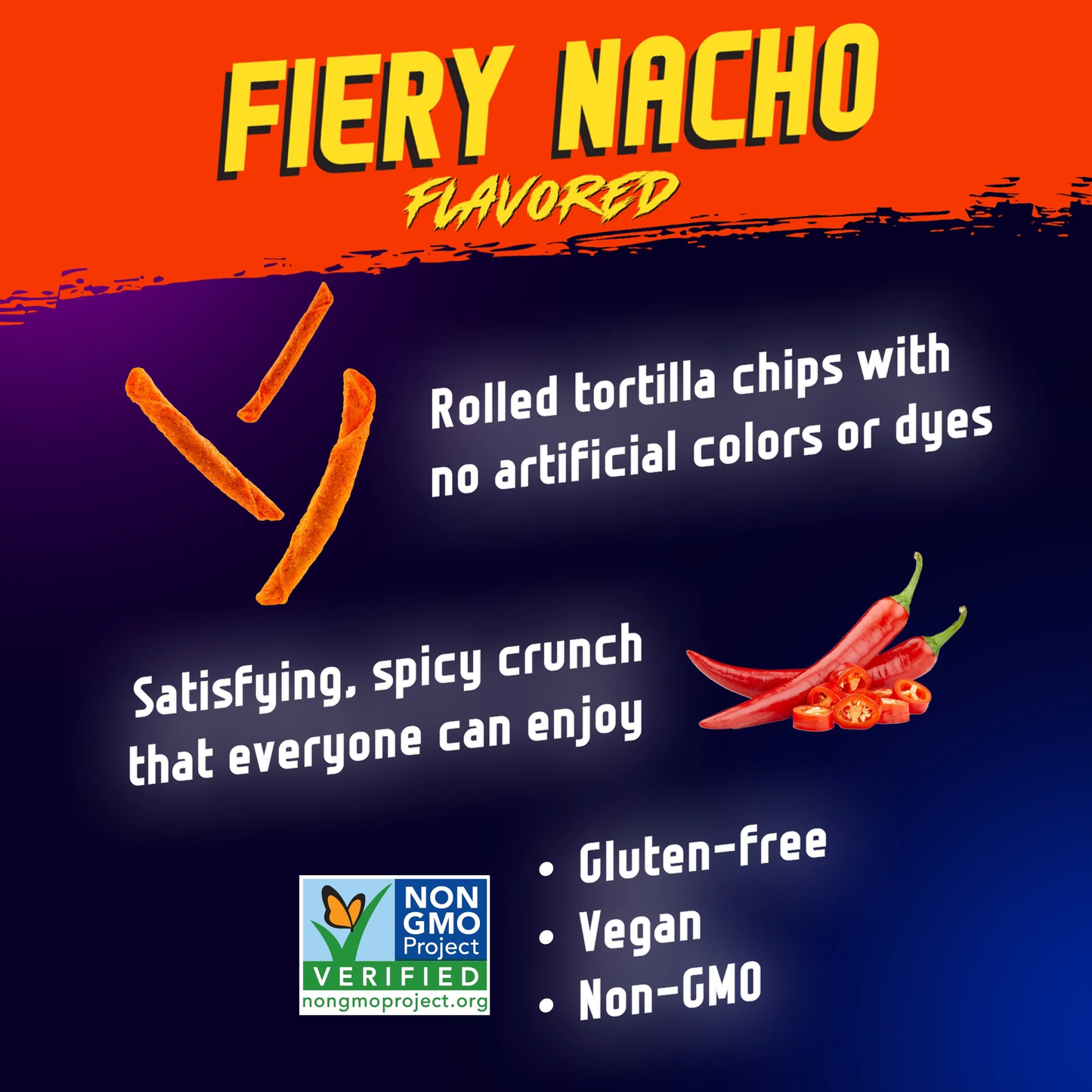 Zack's Mighty Fiery Nacho Rolled Tortilla Chips, 7 oz