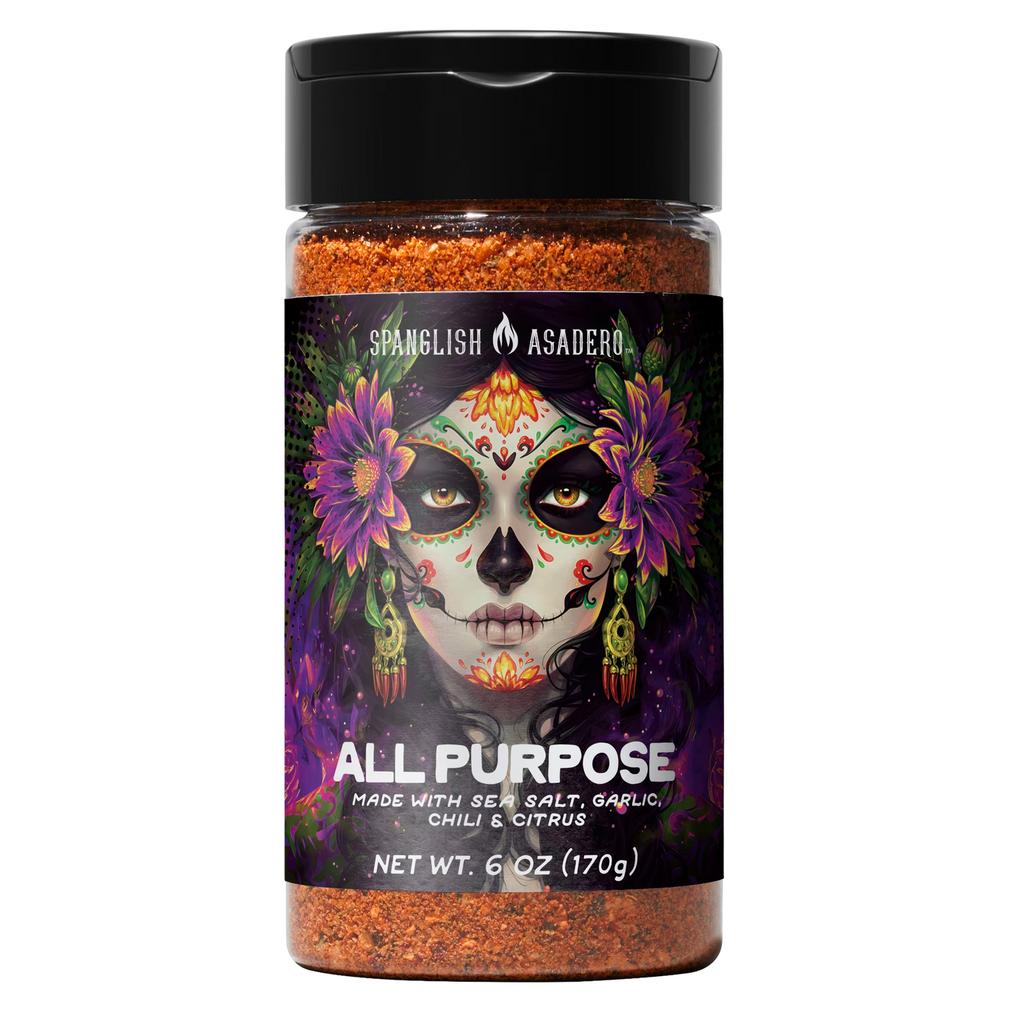 Spanglish Asadero All Purpose Seasoning Blend with Sea Salt, Garlic, Chili, and Citrus, 6 oz
