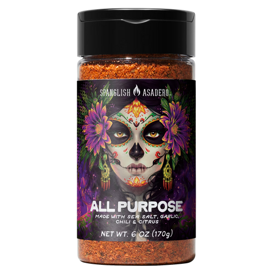 Spanglish Asadero All Purpose Seasoning Blend with Sea Salt, Garlic, Chili, and Citrus, 6 oz