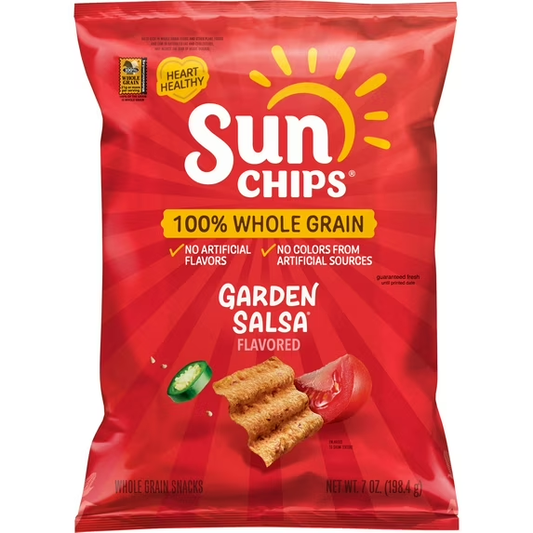 SunChips 100% Whole Grain Garden Salsa Snack Chips Bag, 7 oz