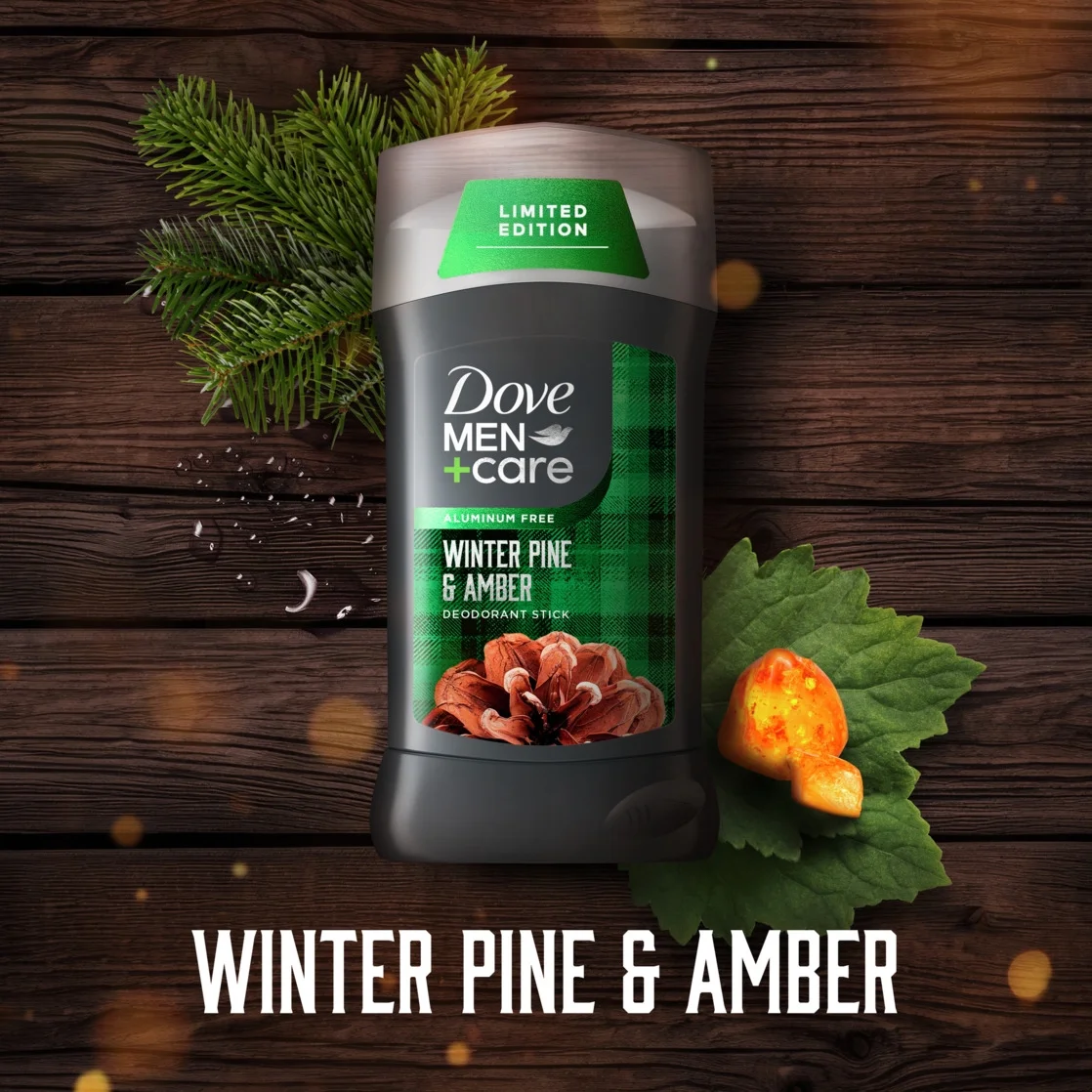 Dove Men+Care Antiperspirant Deodorant for Men, Winter Pine & Amber, 3 oz