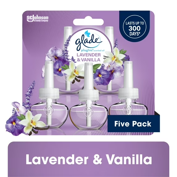 Glade PlugIns Refill Air Freshener, Lavender & Vanilla, 5 Pack