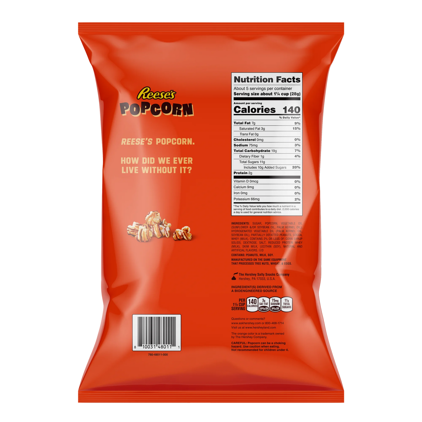 Reese's Peanut Butter Chocolate Drizzled Popcorn Snack, 5.25 oz