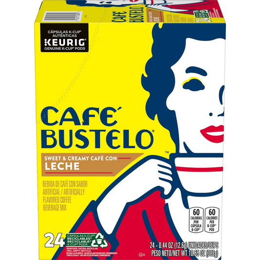 Cafe Bustelo Sweet & Creamy Leche Coffee, Keurig K Cup Pods, 24 Count Box