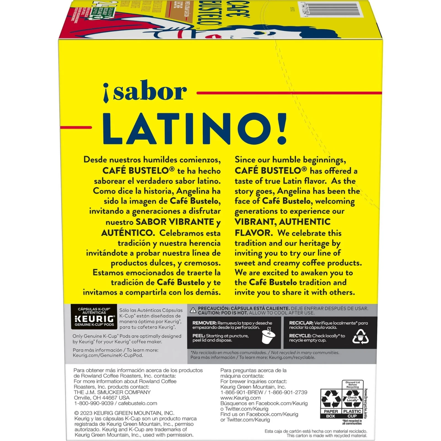 Cafe Bustelo Sweet & Creamy Leche Coffee, Keurig K Cup Pods, 24 Count Box