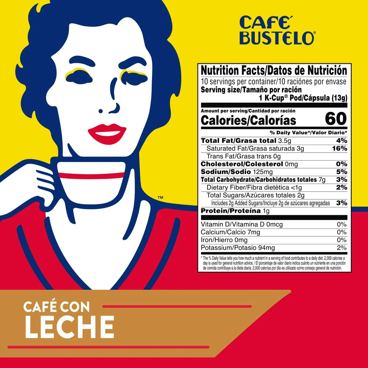 Cafe Bustelo Sweet & Creamy Leche Coffee, Keurig K Cup Pods, 24 Count Box