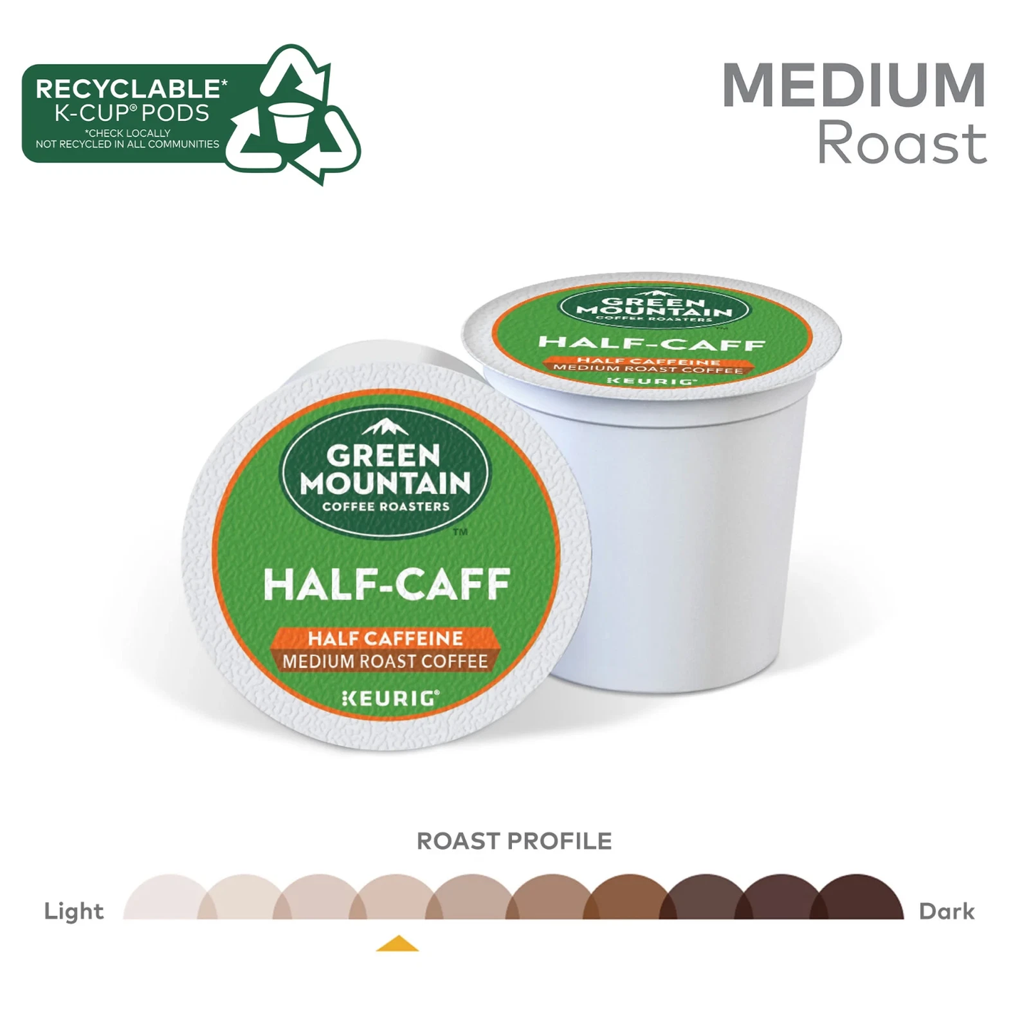 Green Mountain Coffee Half Caff Medium Roast K-Cup Pods, 24 Count