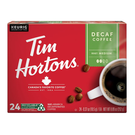 Tim Hortons Decaf Medium Roast Keurig Coffee Pods, 24 Ct