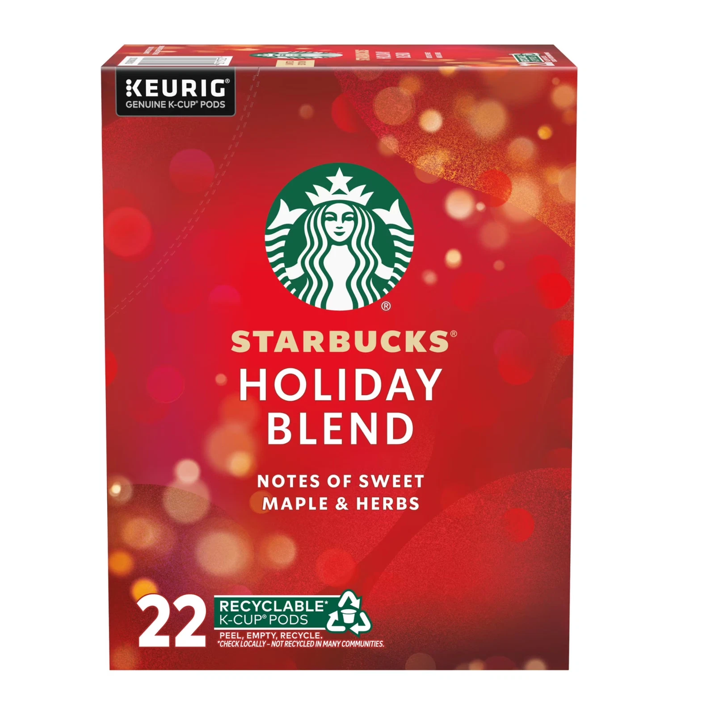 Starbucks Holiday Blend, Medium Roast Coffee, Keurig K-Cup Coffee Pods, 22 Count