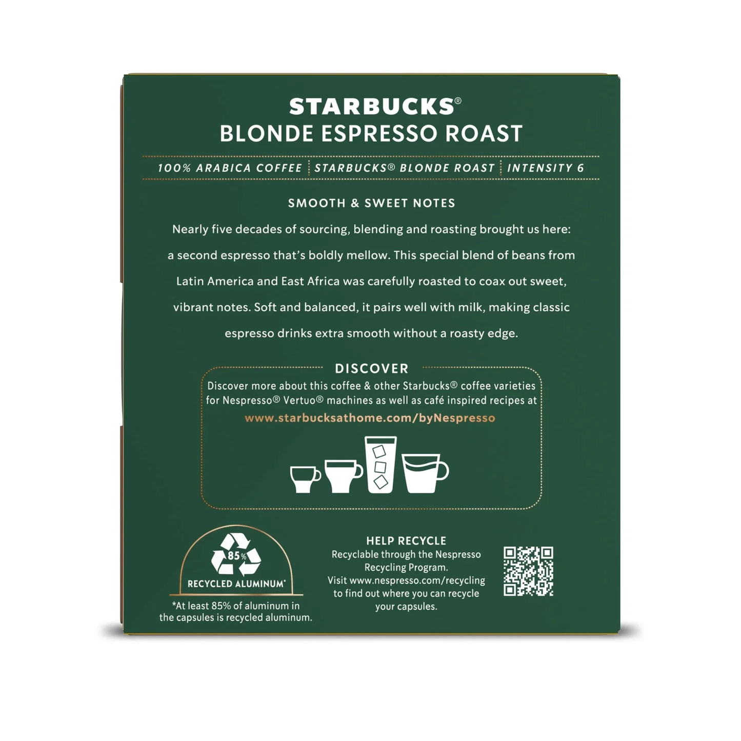 Starbucks Nespresso Original Line Starbucks Blonde Espresso Roast - 10 Count