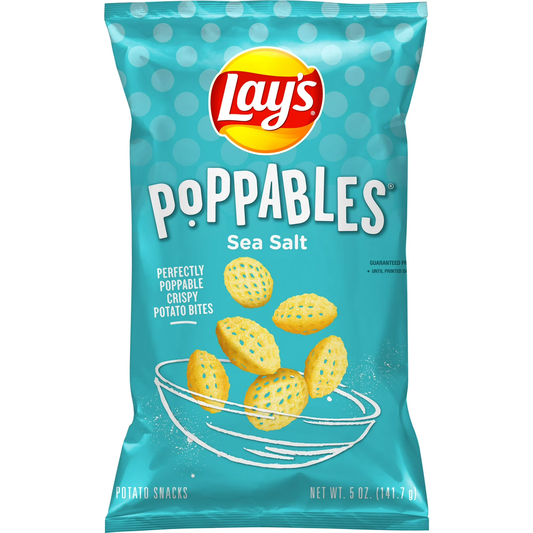 Lay's Poppables Sea Salt Potato Snacks, 5 oz Bag