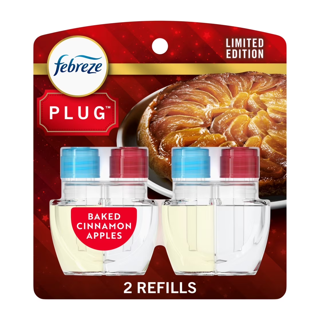 Febreze Plug In Air Freshener Odor-Fighting Scented Oil 2 Refill Cinnamon Apples