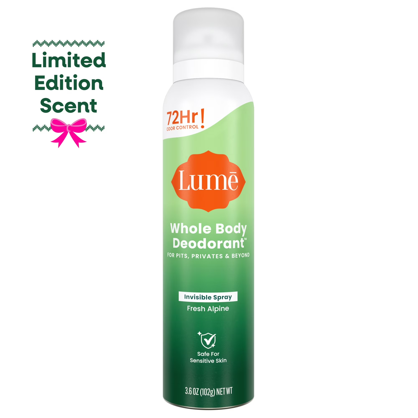 Lume Whole Body Deodorant for Women, Spray Deodorant, Aluminum Free, Fresh Alpine, 3.6 oz