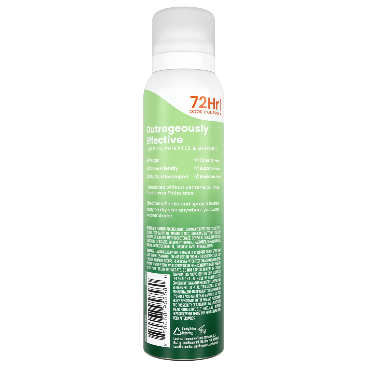 Lume Whole Body Deodorant for Women, Spray Deodorant, Aluminum Free, Fresh Alpine, 3.6 oz