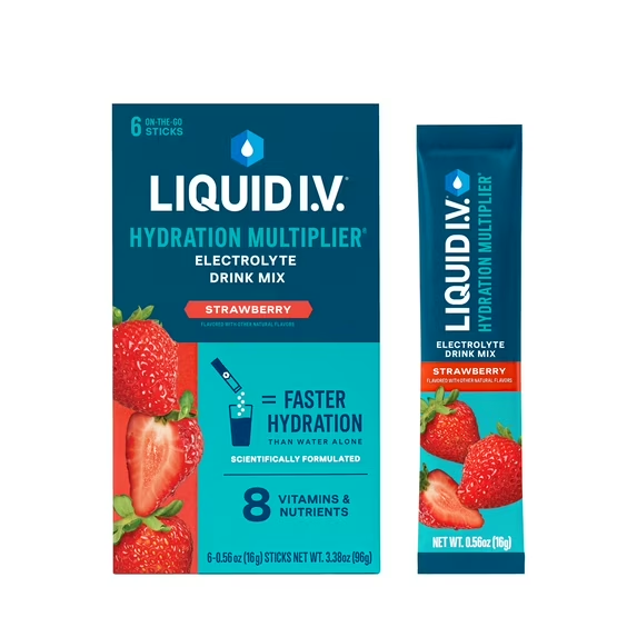 Liquid I.V. Strawberry Hydration Multiplier Powdered Electrolyte Drink Mix, 6 CT