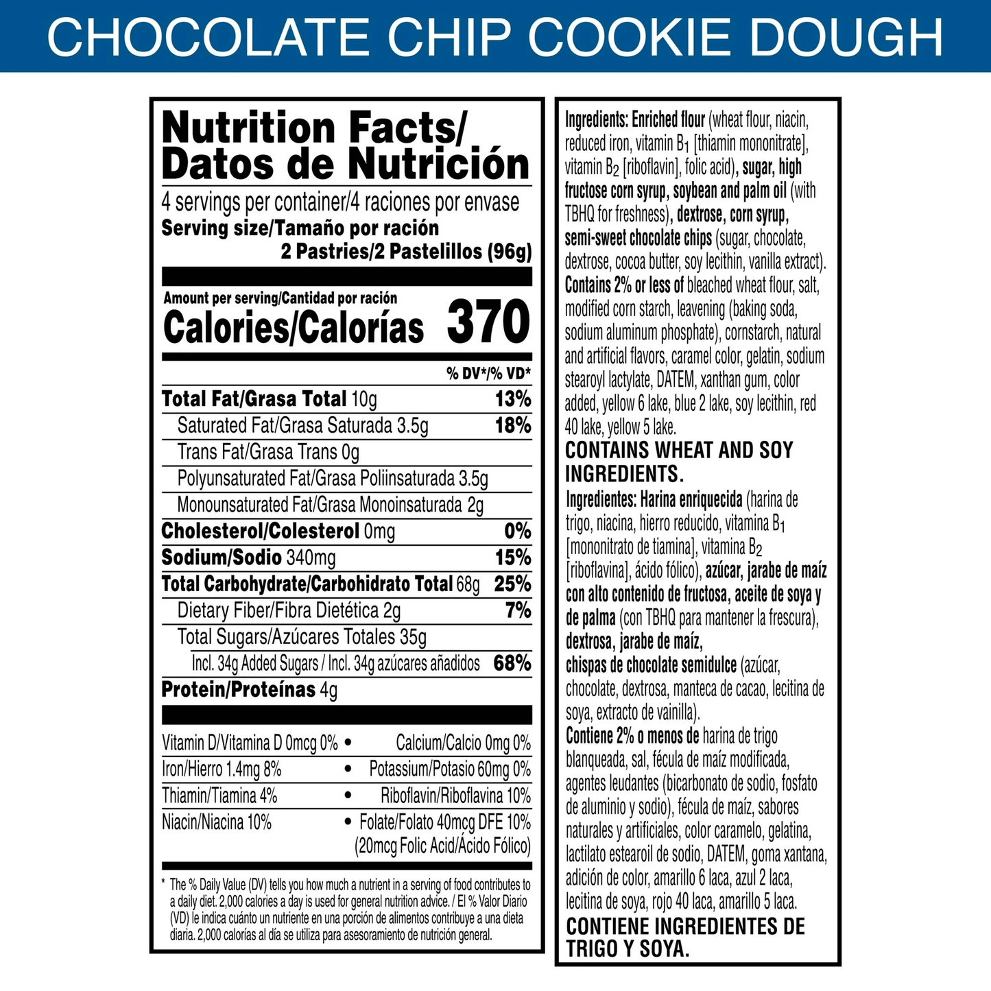 Pop-Tarts Frosted Chocolate Chip Cookie Dough Toaster Pastries, Breakfast Foods, Shelf-Stable, 27 oz (8 Count)