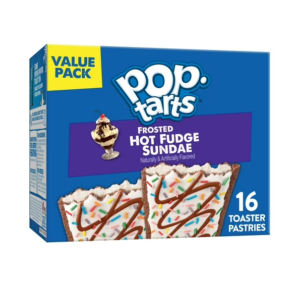 Pop-Tarts Frosted Hot Fudge Sundae Toaster Pastries, Breakfast Foods, Shelf-Stable, 27 oz (16 Count)