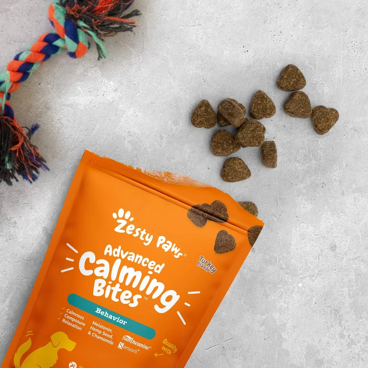 Zesty Paws Advanced Calming Bites for Dogs Calming Behavior, Turkey Flavor 60 CT