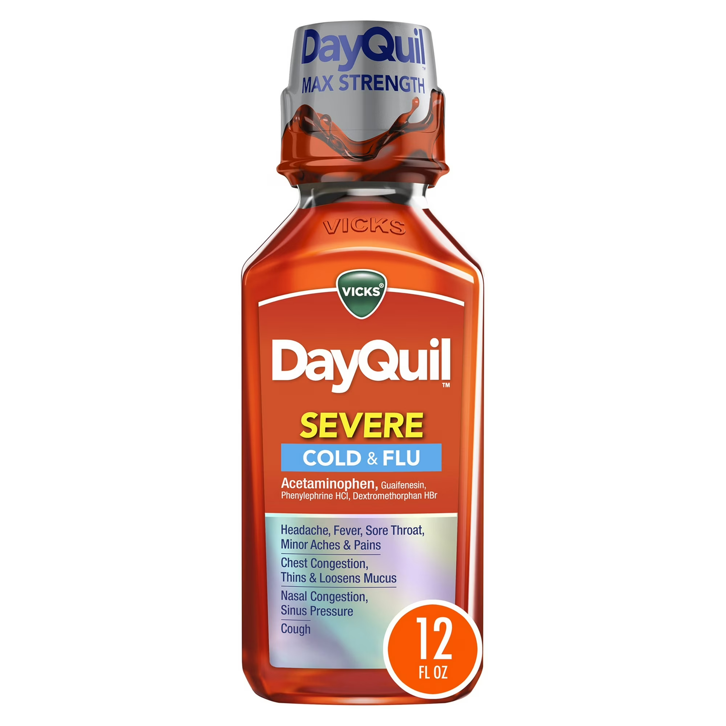 Vicks DayQuil Severe Cold and Flu Medicine for Adults, Citrus, 12 Fl oz