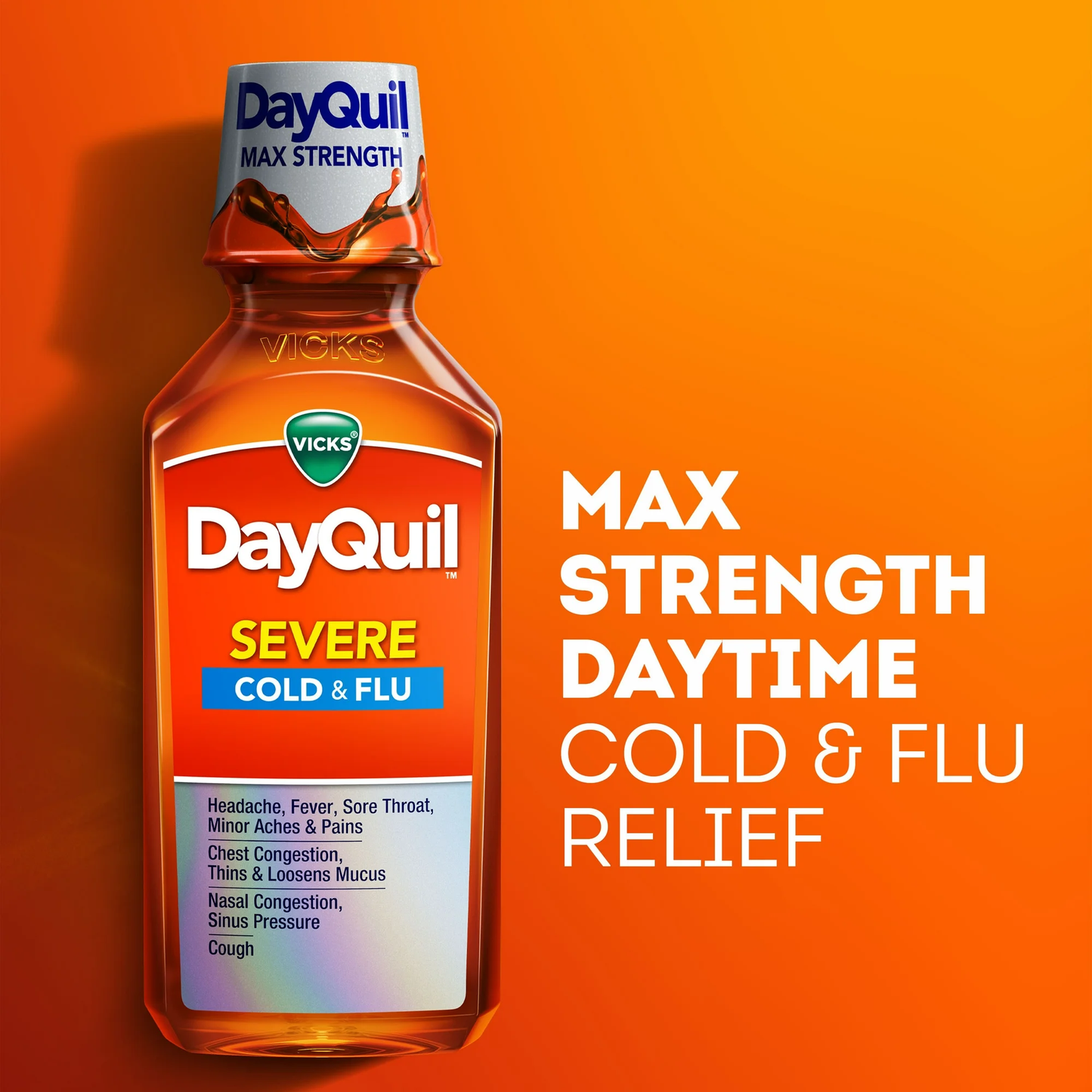 Vicks DayQuil Severe Cold and Flu Medicine for Adults, Citrus, 12 Fl oz