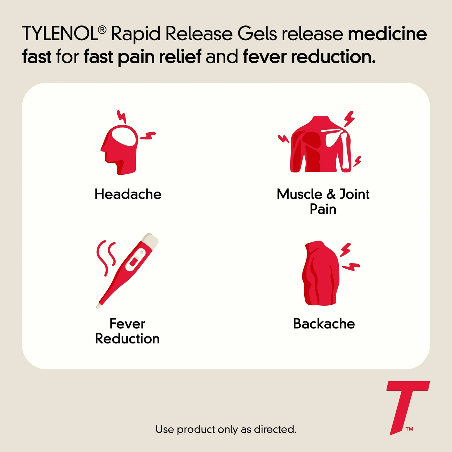 Tylenol Extra Strength 500 mg Acetaminophen Rapid Release Gels, 100 Count