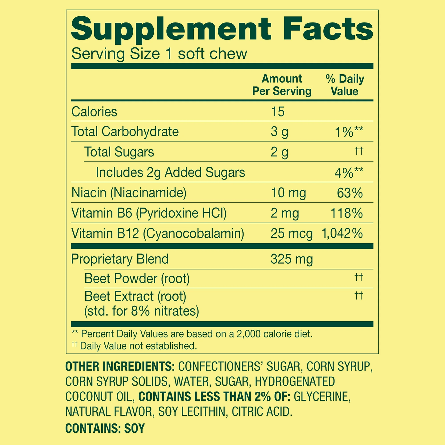 Spring Valley Best Beets Dietary Supplement Soft Chews for Heart Health Strawberry and Acai Flavor, 60 Count