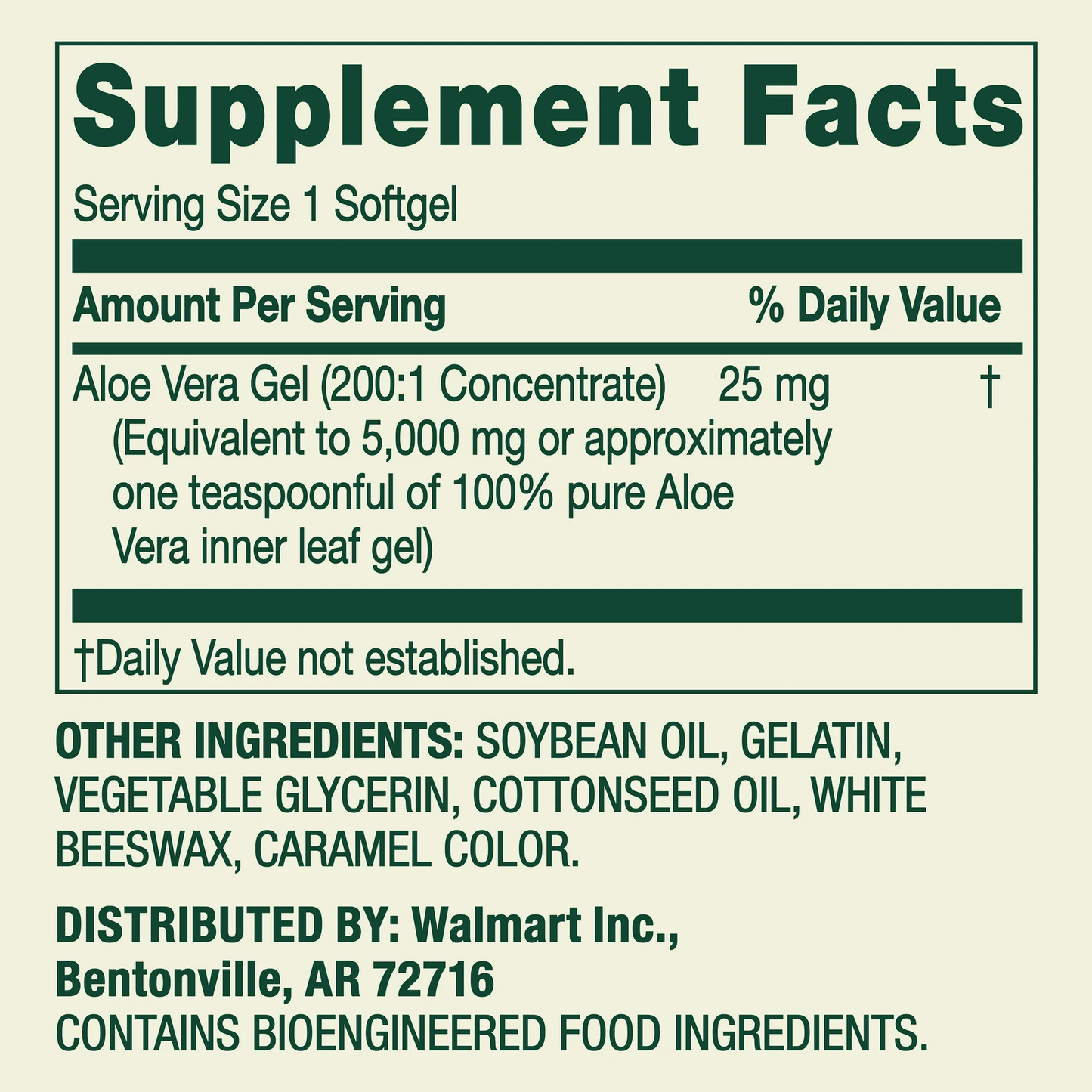 Spring Valley Aloe Vera Gel Dietary Supplement for Digestive Health, 50 Softgels