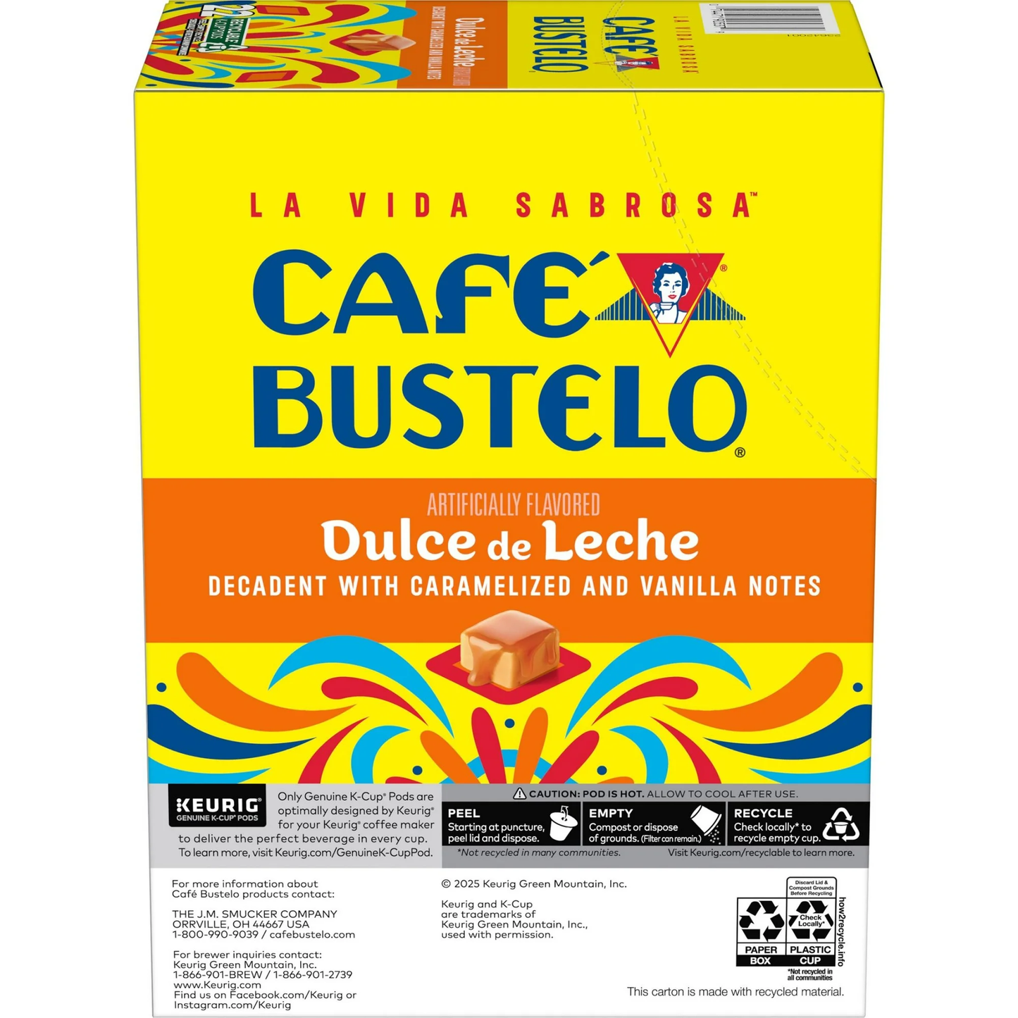 Cafe Bustelo Dulce de Leche Flavored Coffee, 22 Ct. K Cup pods