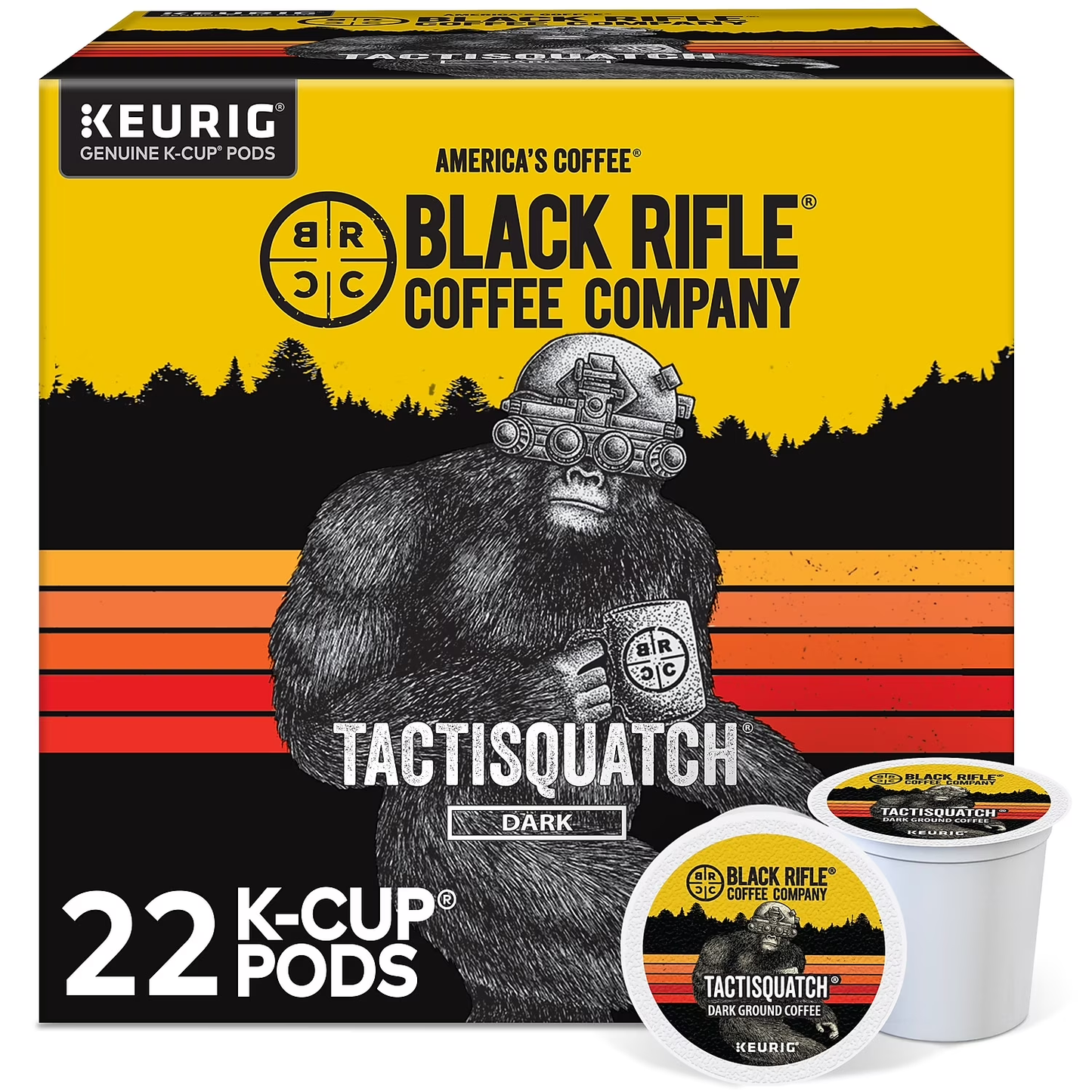 Black Rifle Coffee Company Tactisquatch K-Cup Pods, Dark Roast, 22 Ct