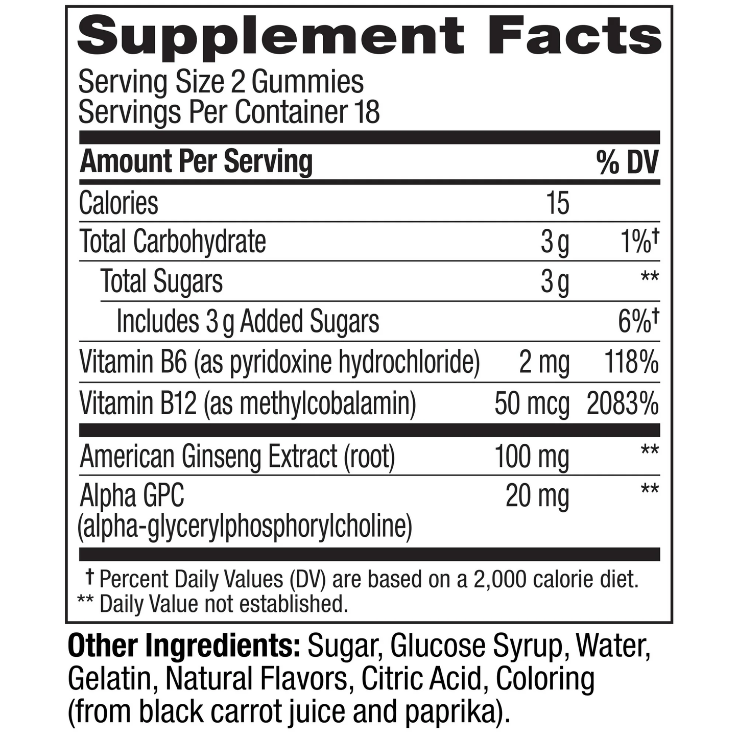 OLLY Laser Focus Gummy Supplement with Ginseng Extract and Alpha GPC, 36 Count
