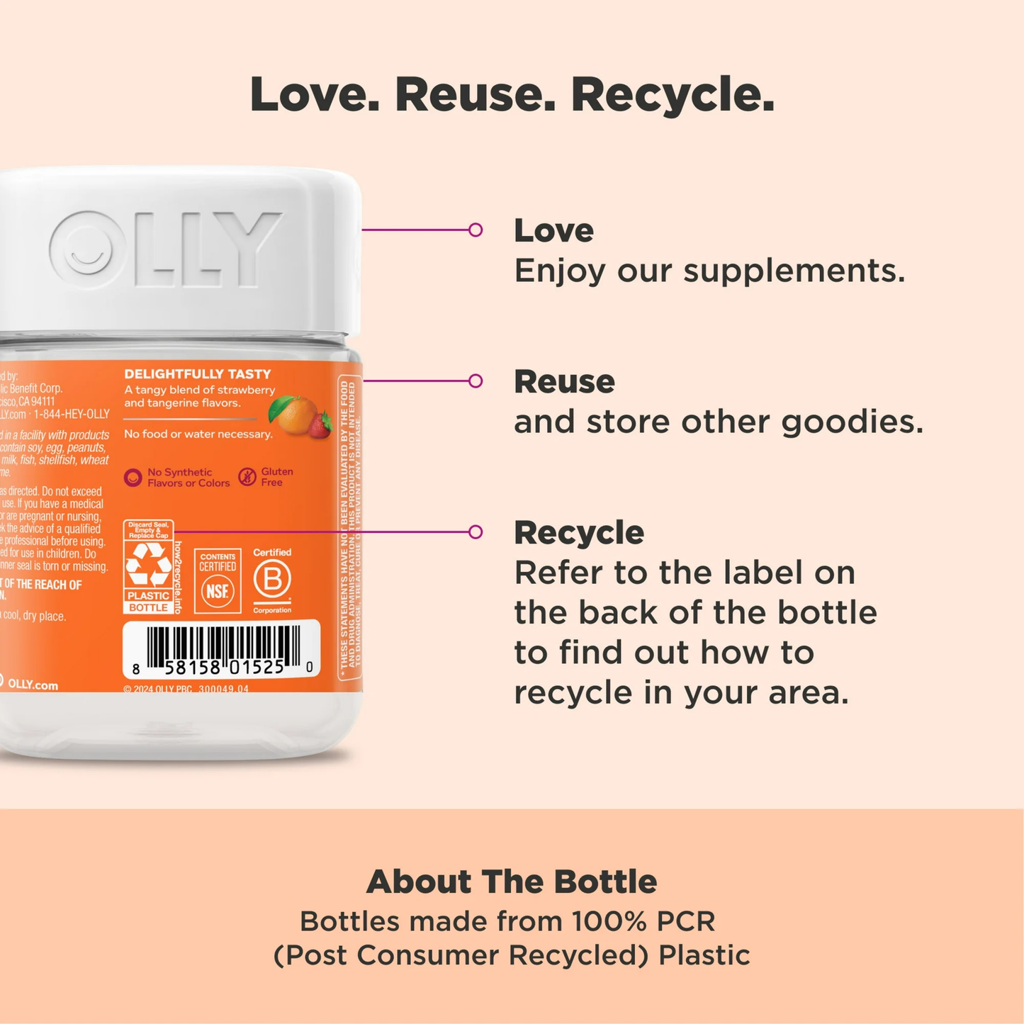 OLLY Laser Focus Gummy Supplement with Ginseng Extract and Alpha GPC, 36 Count